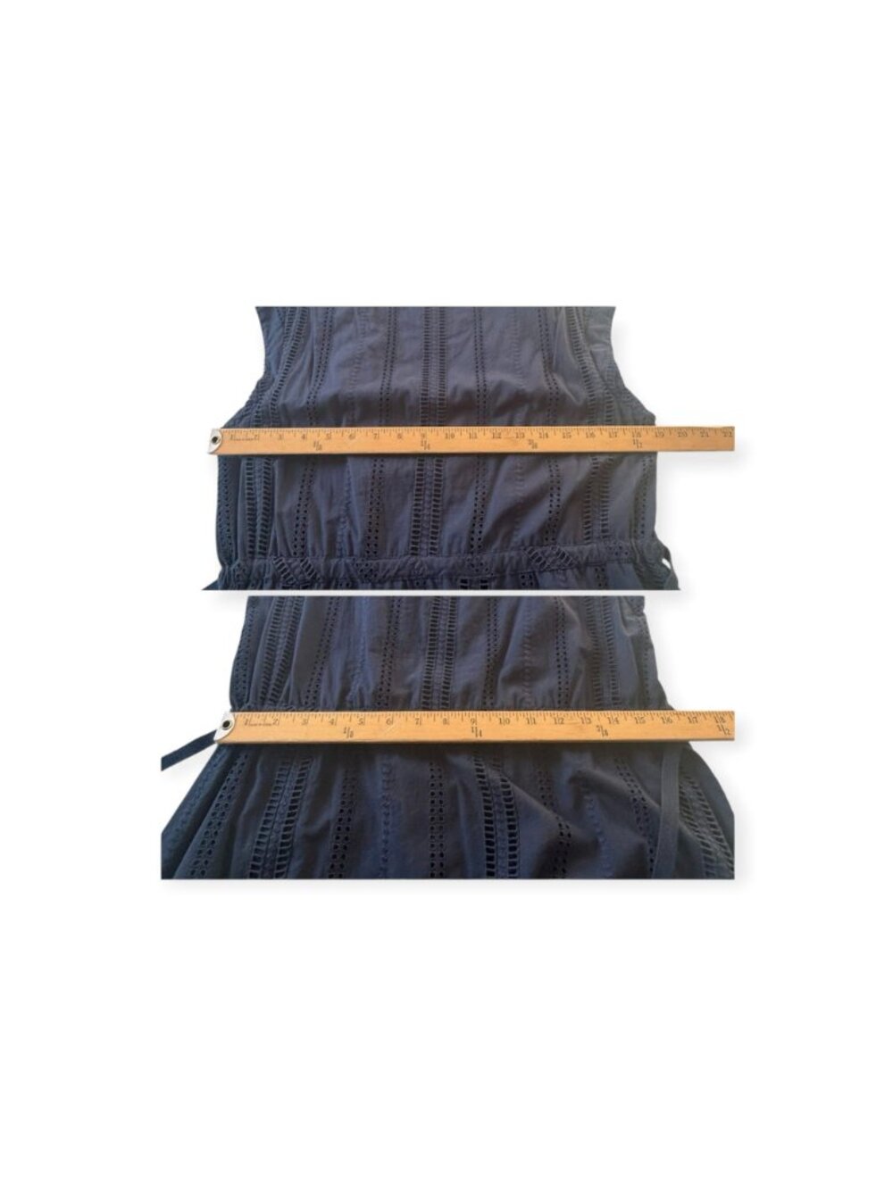 J.Crew Shelby Eyelet Dress Deep Navy Blue Size 12 V-Neck Cap Sleeve A-Line - Picture 15 of 16